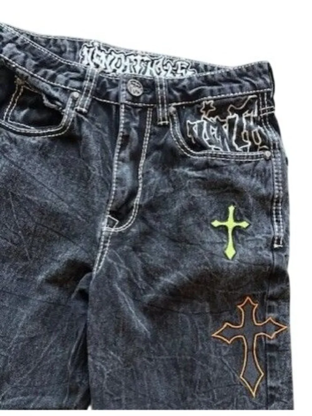 Ninth Hall Ambush Men's Size 28 Cross Embroidered Jeans Y2K
